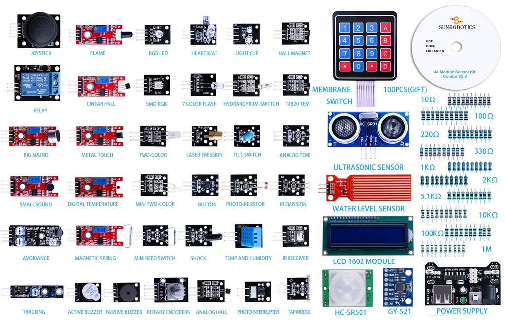 44 in 1 Sensor Modules Kit(37 in 1 + Additional Modules)