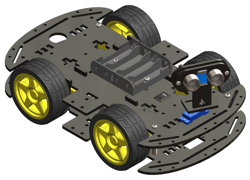 4WD Robotics Chassis With Motors Wheels And Accessories V2.0 (BLUE)