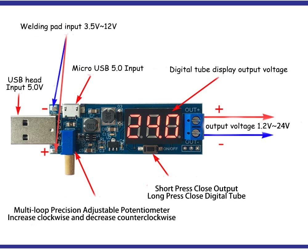 DC-DC USB 5V to 24V Boost Power Regulator Module