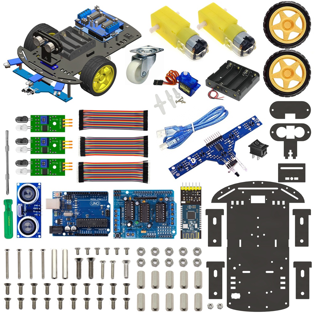 2WD Robotics Chassis including Motors , wheels &amp; 4AA Battery holder &amp; All Electronics