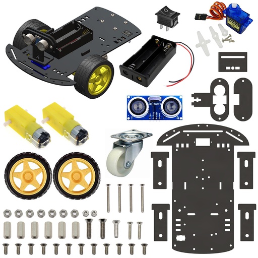 [2253] 2WD Robotics Chassis Including Motors, Wheels &amp; 18650 Battery Holder V2.0 (BLACK)