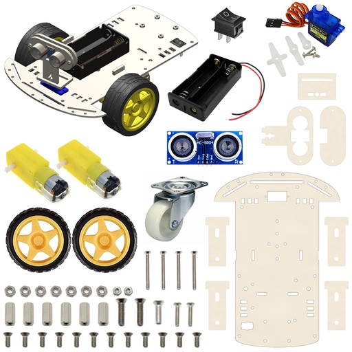 [2255] 2WD Robotics Chassis Including Motors, Wheels &amp; 18650 Battery Holder V2.0 (MILKY)