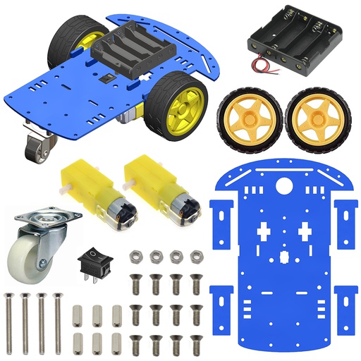 [2070] 2WD Robotics Chassis With Motors Wheels And Accessories V1.0 (BLUE)