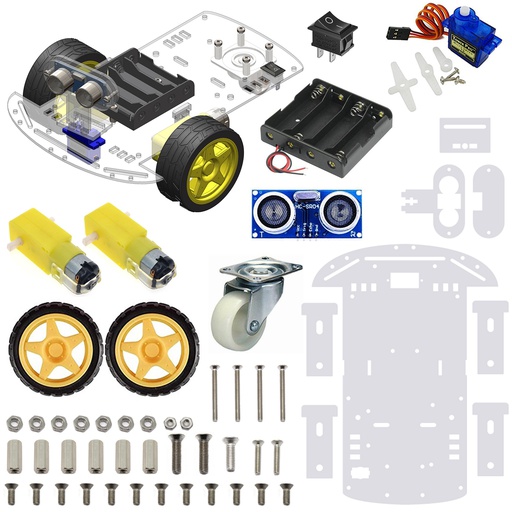 [2080] 2WD Robotics Chassis With Motors Wheels And Accessories V2.0 (CLEAR)