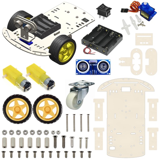 [2081] 2WD Robotics Chassis With Motors Wheels And Accessories V2.0 (MILKY)