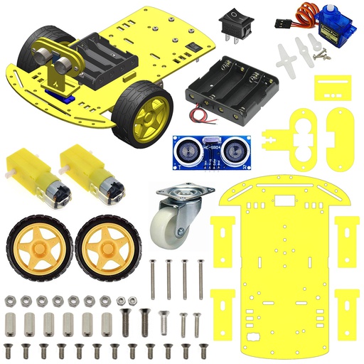 [2083] 2WD Robotics Chassis With Motors Wheels And Accessories V2.0 (YELLOW)