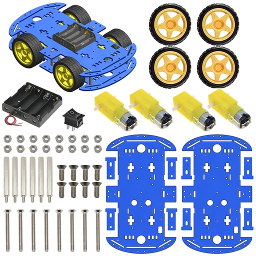 [2086] 4WD Robotics Chassis With Motors Wheels And Accessories V1.0 (BLUE)