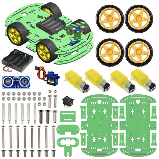 [2100] 4WD Robotics Chassis With Motors Wheels And Accessories V2.0 (GREEN)