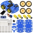 4WD Robotics Chassis including Motors, Wheels & 18650 Battery Holder V2.0 (BLUE)