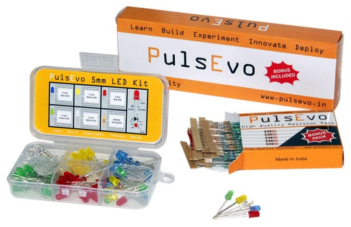 [2236] PulsEvo 5mm Diffused LED(100 Pcs) Assortment Kit With Bonus Resisitor Pack