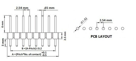 1×40 Pin 2.54MM Berg Strip Male Header Pins