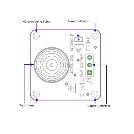 TTP223B Arduino Compatible Sensor Schematic - SunRobotics | www.sunrobotics.in