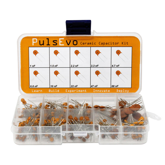 PulsEvo 10 Different Value 1nf to 4.7nf 50V Ceramic Disc Capacitor Assortment Assorted (260pcs)