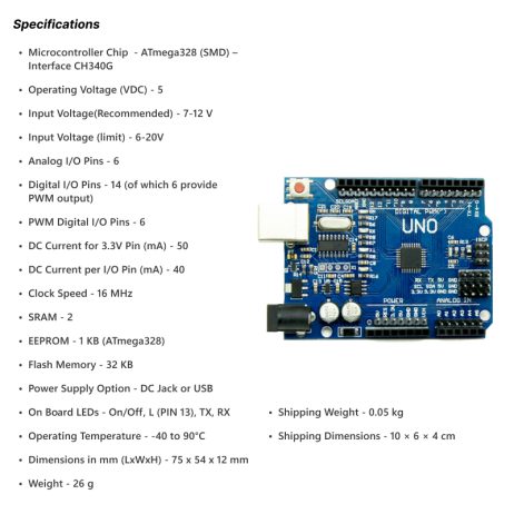 Arduino Uno R3 ATmega328P features - SunRobotics | www.sunrobotics.in