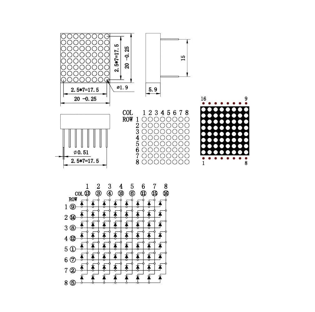 Electronic Display 8x8 LED Matrix - SunRobotics | www.sunrobotics.in