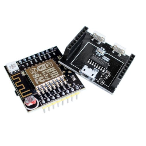 Technical note: ESP8266 board connection diagram with LDR sensor and WS2812 LED integration. SunRobotics.