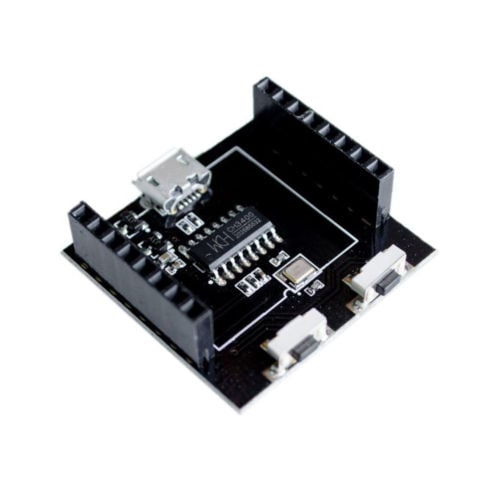 ESP8266 WiFi module dimensions for development projects, featuring LDR and WS2812 LED. SunRobotics.