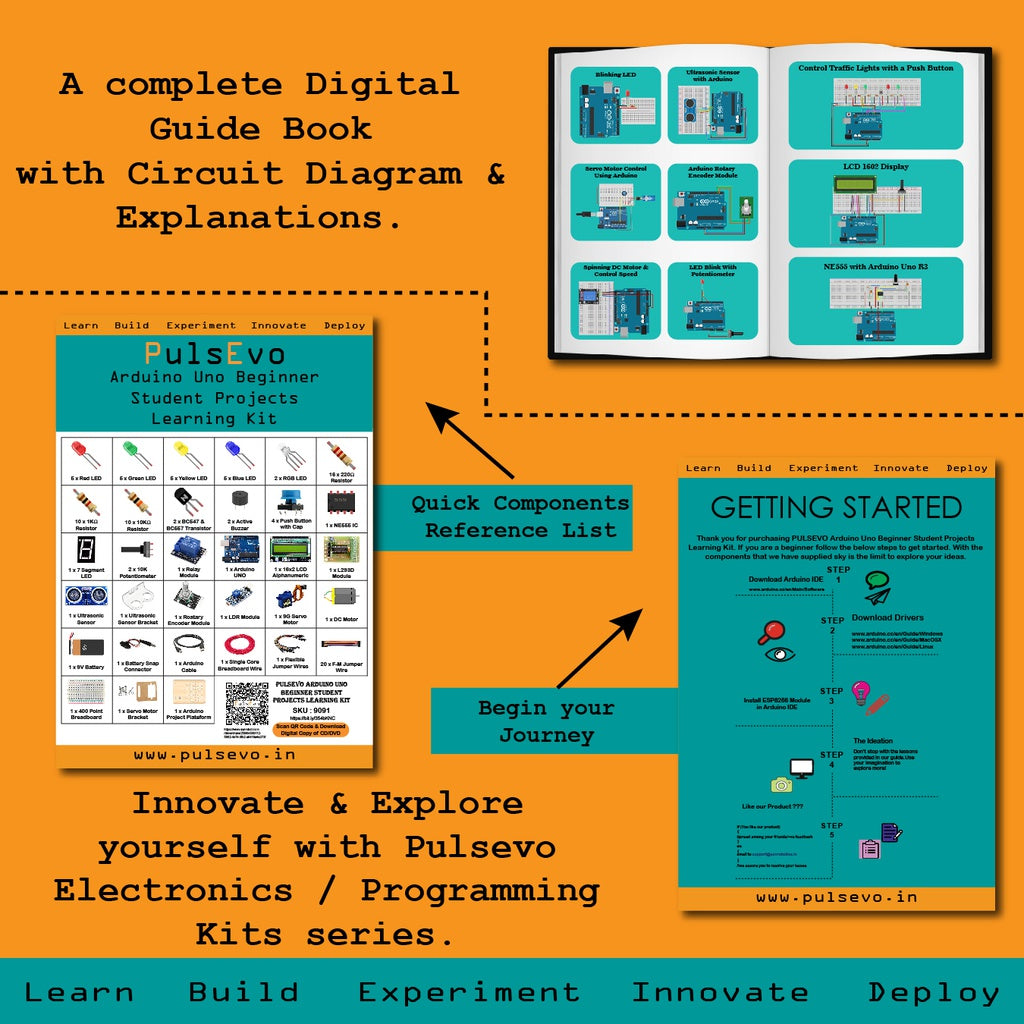 PulsEvo Arduino Uno Beginner Student Projects Learning Kit