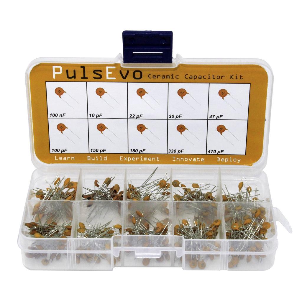 PulsEvo 10 Different Value 100nf to 470pf 50V Ceramic Disc Capacitor Assortment Assorted (300pcs)