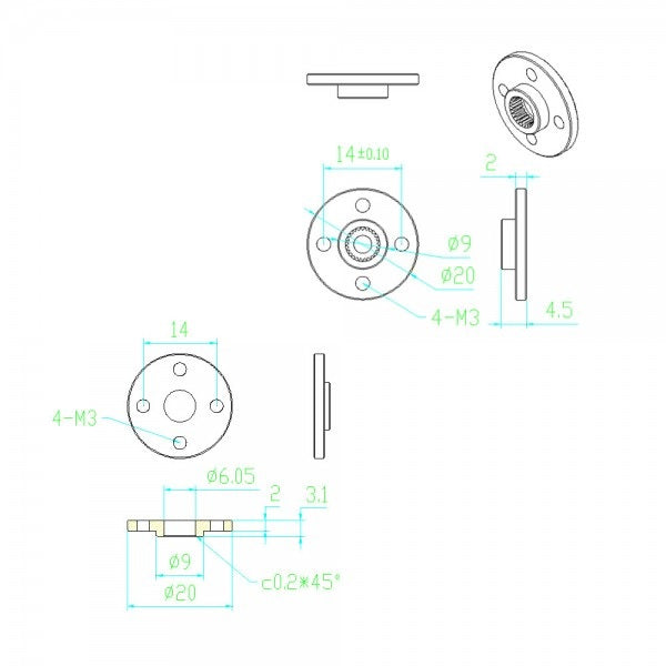 Aluminum Servo Horn/Arm 25T Round Type Disc Ideal for MG995 MG996 Motor Series