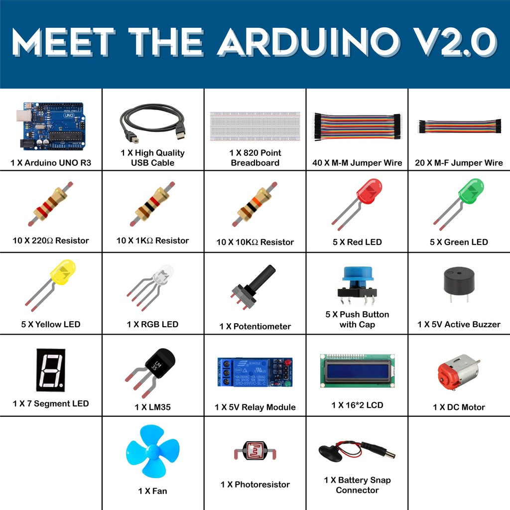 Arduino Uno Complete Starter Kit w/Detailed Tutorial by SunRobotics V2.0