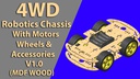 4WD Robotics Chassis with Motors Wheels and Accessories - MDF WOOD V1