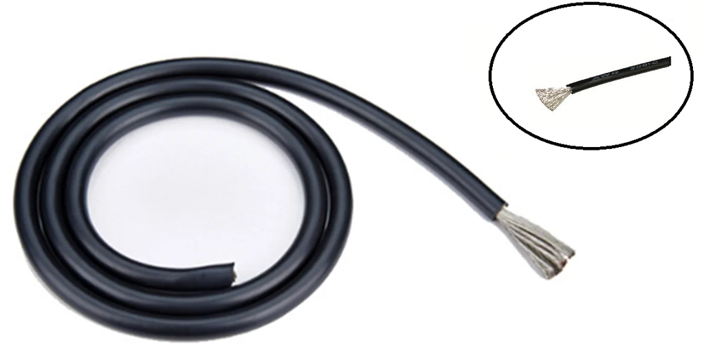 Silicone Wire High Temperature Grade 12AWG (1 Meter Black)