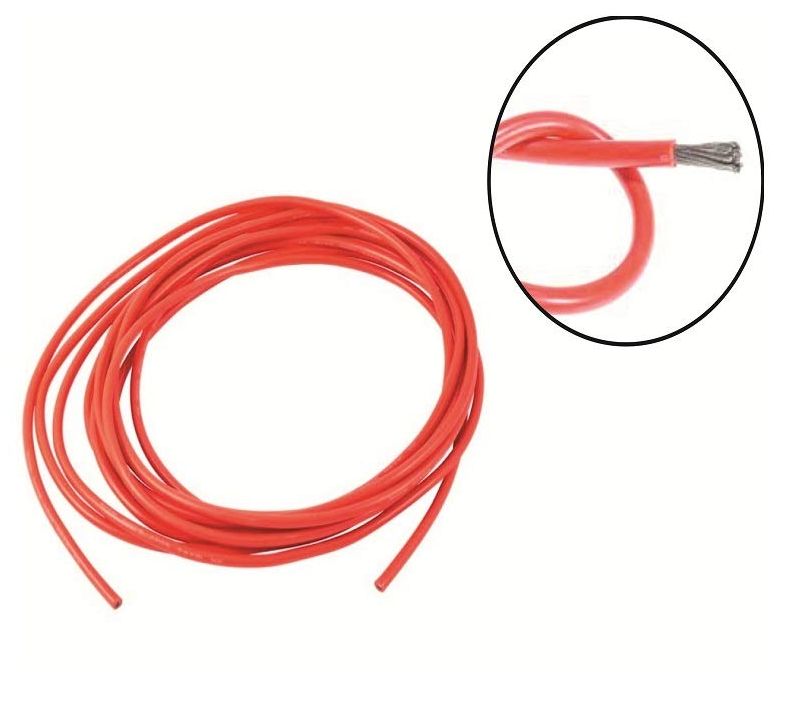 Silicone Wire High Temperature Grade 18 AWG Red 1 Meter