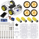4WD Robotics Chassis including Motors, Wheels &amp; 18650 Battery Holder V2.0 (CLEAR)