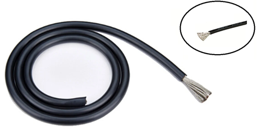 [3908] Silicone Wire High Temperature Grade 16 AWG Black 1 Meter
